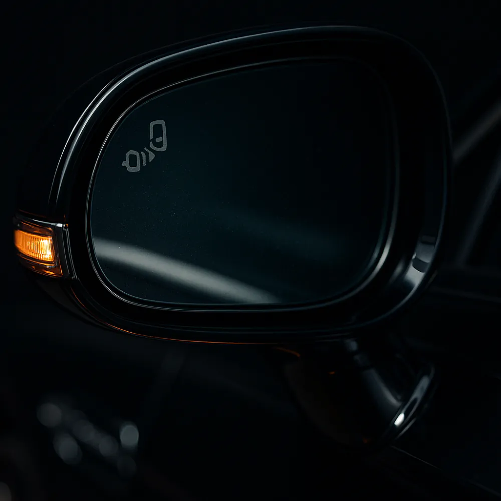 Detached Bentley Continental GT side mirror under studio lights