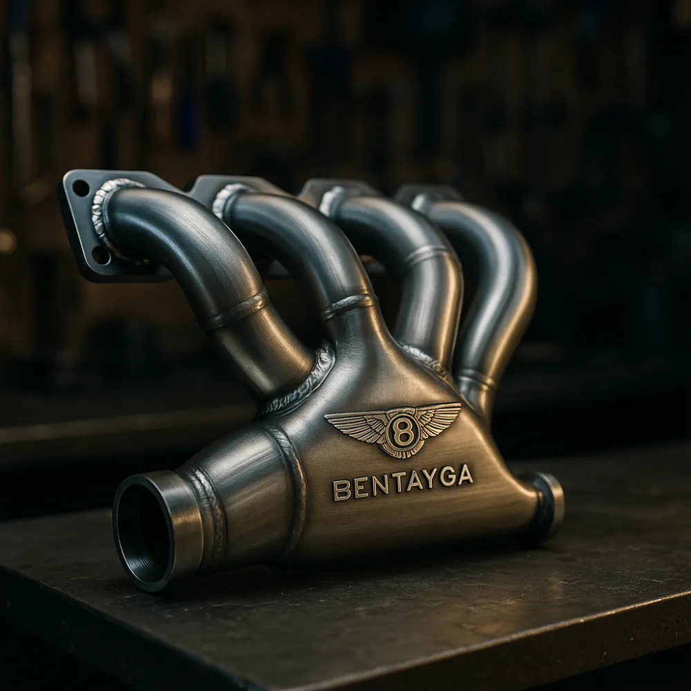 Bentley Bentayga exhaust manifold close-up on workbench