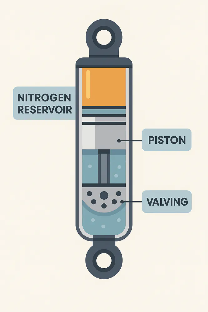 Infographic diagram of shock absorber internals