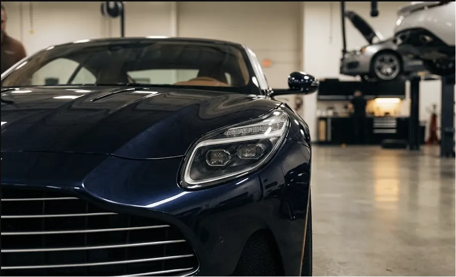 Luxury car in a clean repair garage