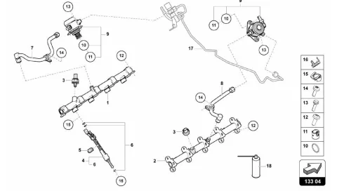 133.04.00-FUEL INJECTOR WITH INJECTOR RAILS