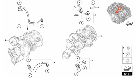 121.04.00-COOLANT COOLING SYSTEM FOR TURBOCHARGER 4.0 LTR.