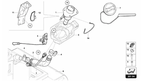201.04.00-FUEL FILLER NECK WITH RESTRIC- TION FOR LEADFREE FUEL ONLY