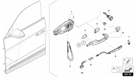 837.03.00-DOOR HANDLE, EXTERIOR FRONT