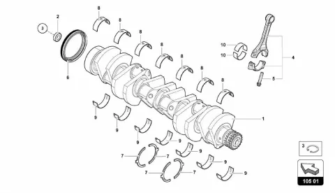 CRANKSHAFT WITH BEARINGS