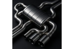 Detailed premium luxury car exhaust system components