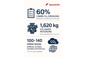 Infographic of resource savings of using spare parts for cars