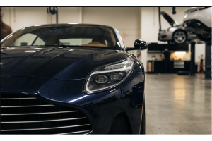 Luxury car in a clean repair garage