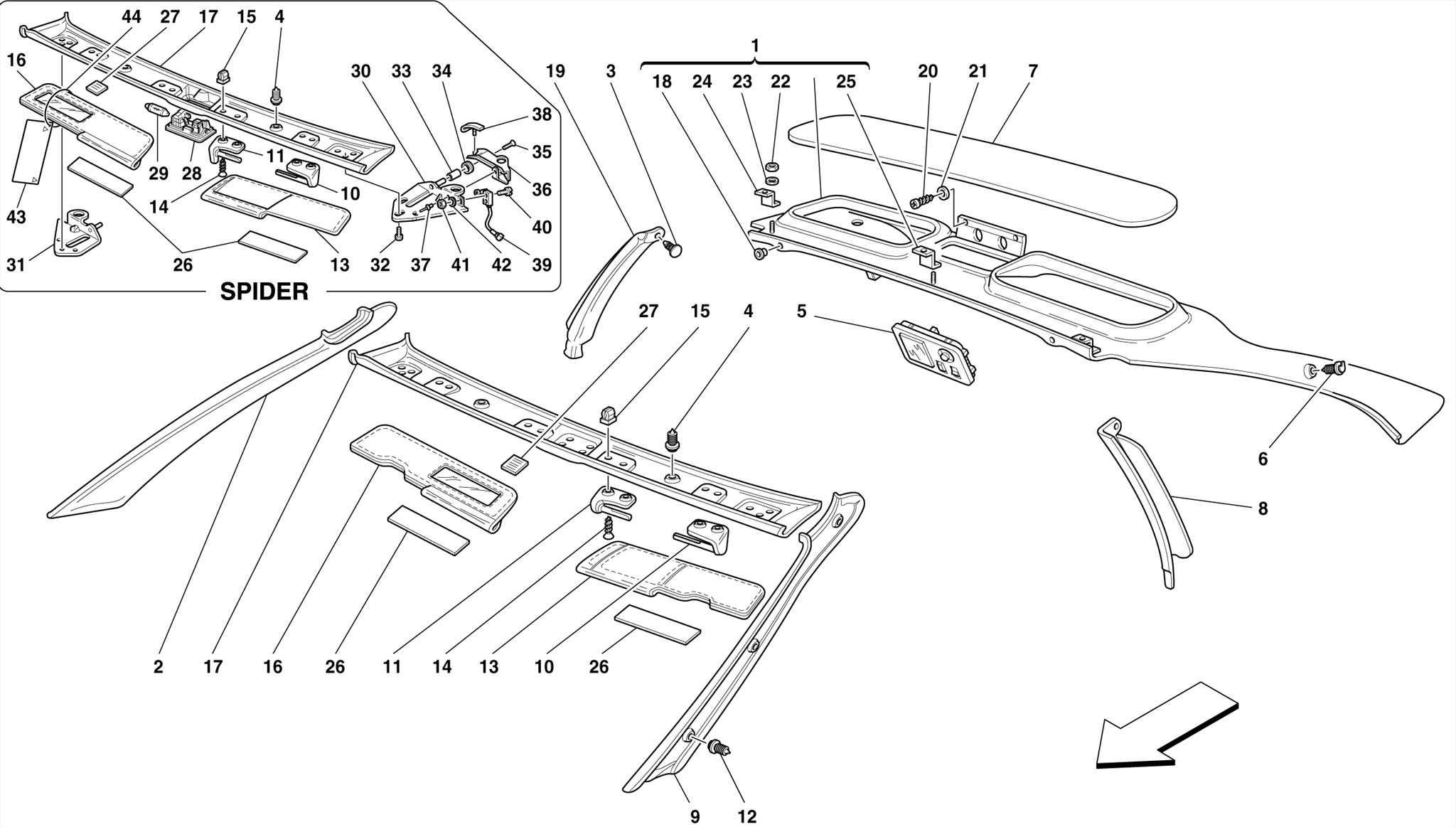 0114 - ROOF TRIMS -Valid for GTS and Spider-