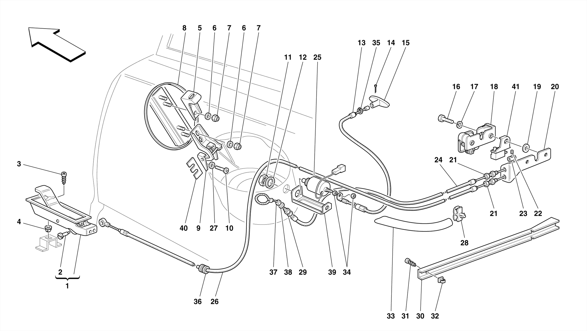 0120 - OPENING DEVICES FOR REAR HOOD AND GAS DOOR
