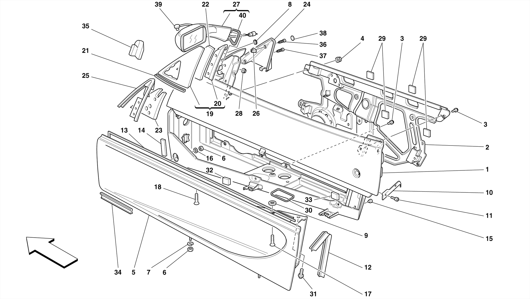 0121 - DOORS - FRAMEWORK AND REAR MIRROR