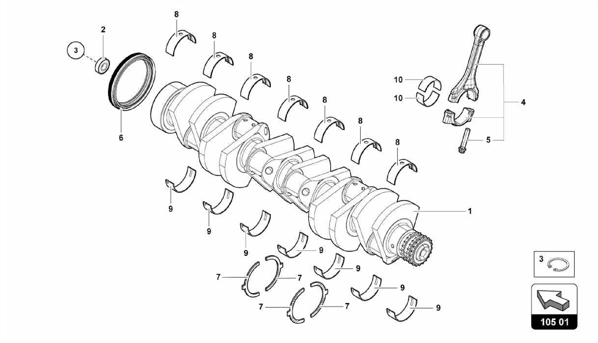 CRANKSHAFT WITH BEARINGS