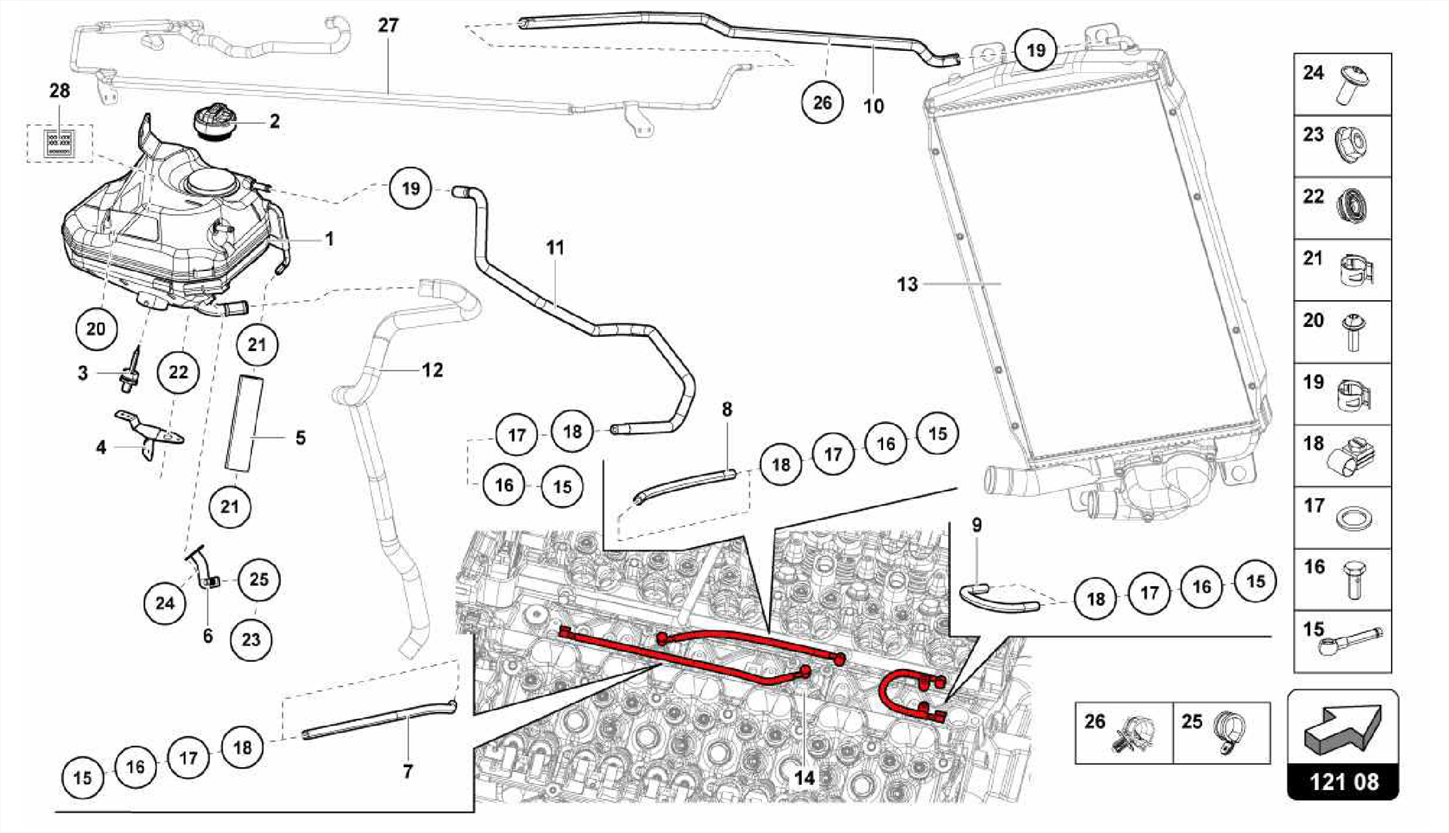 FLUID TANK WITH COOLANT LEVEL INDICATOR