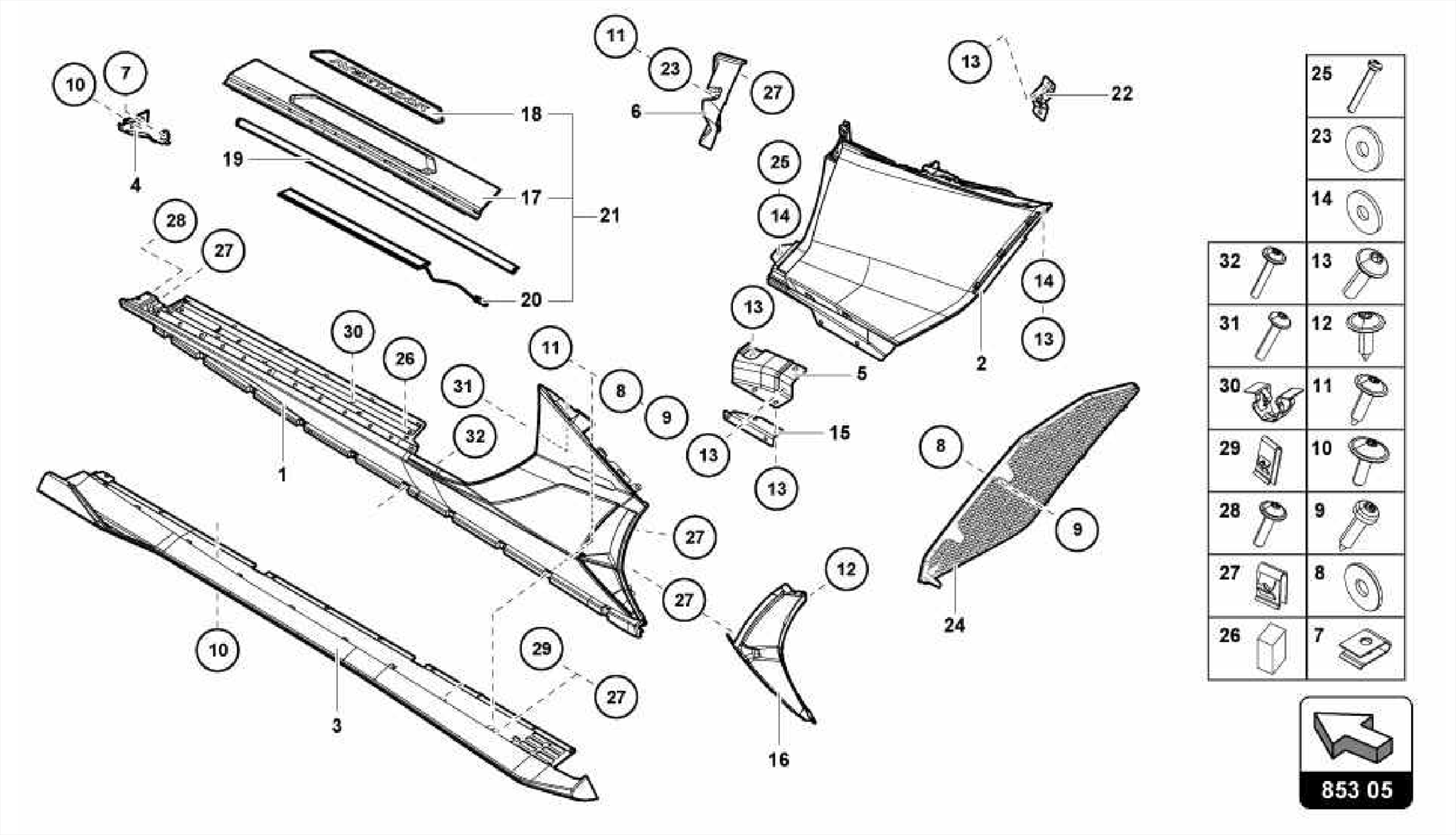 LOWER EXTERNAL SIDE MEMBER FOR WHEEL HOUSING