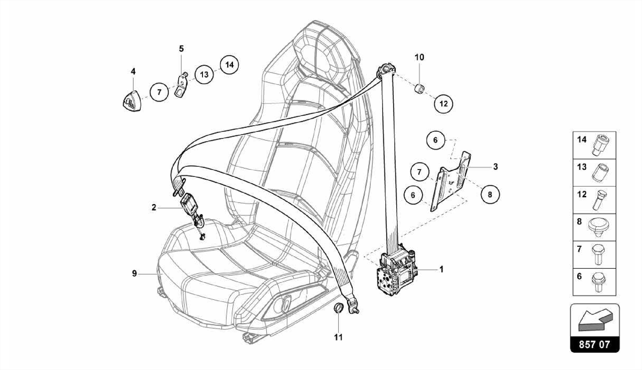 3-POINT SAFETY BELT WITH WARNING CONTACT