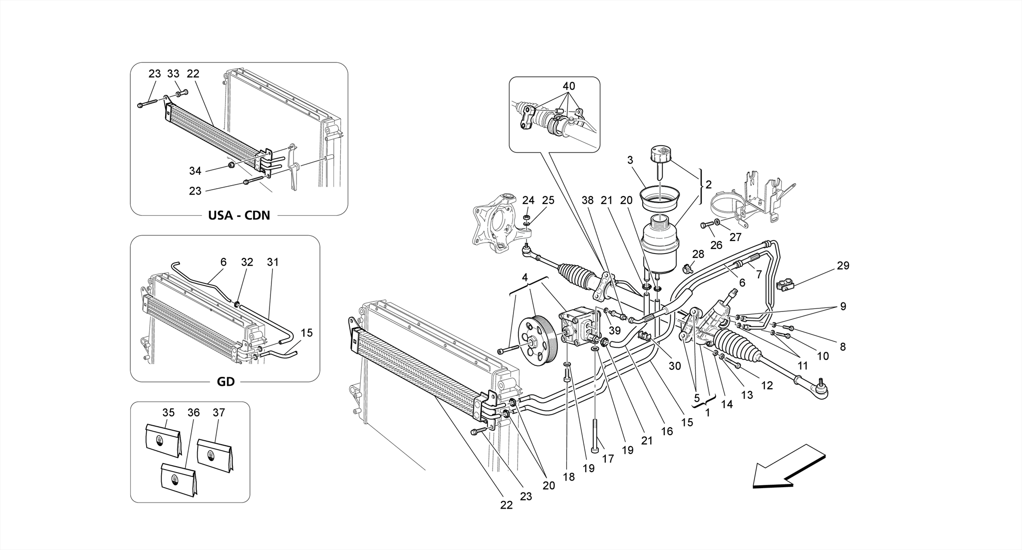 STEERING RACK AND HYDRAULIC STEERING PUMP