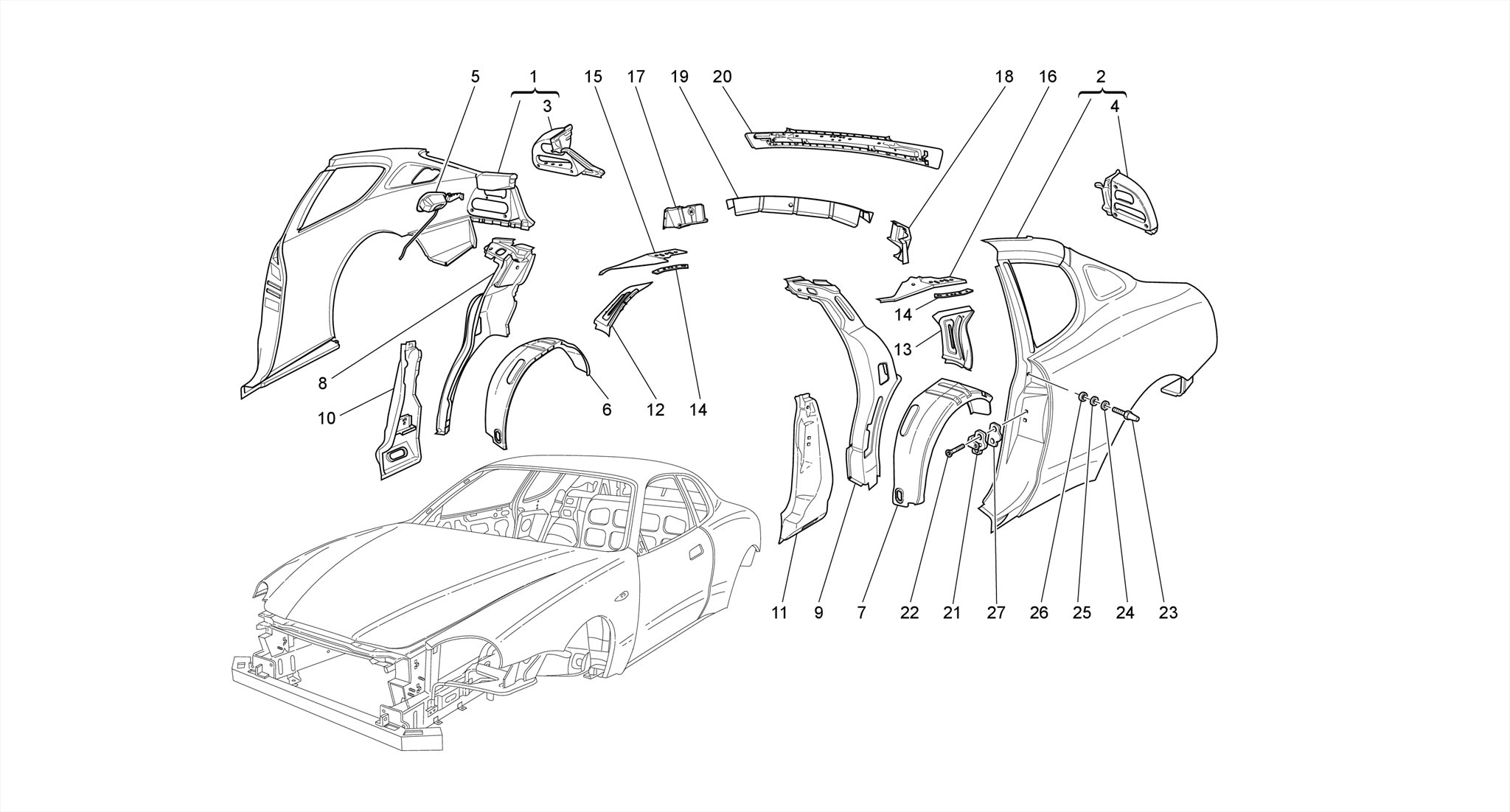 BODYWORK AND REAR OUTER TRIM PANELS
