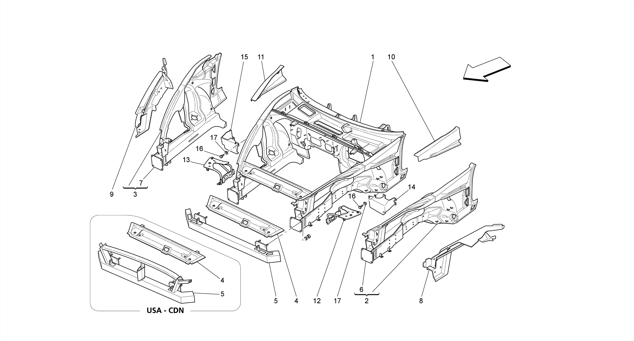 FRONT STRUCTURAL FRAMES AND SHEET PANELS