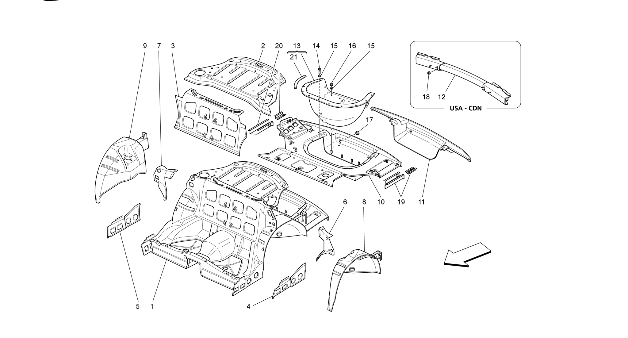 REAR STRUCTURAL FRAMES AND SHEET PANELS