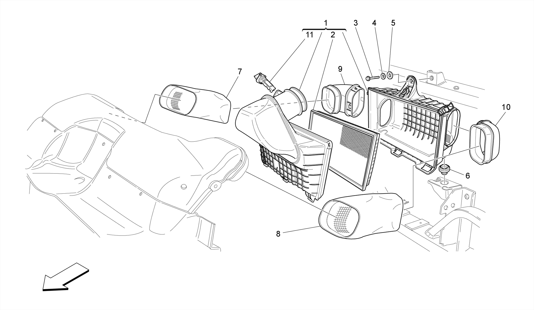AIR FILTER, AIR INTAKE AND DUCTS