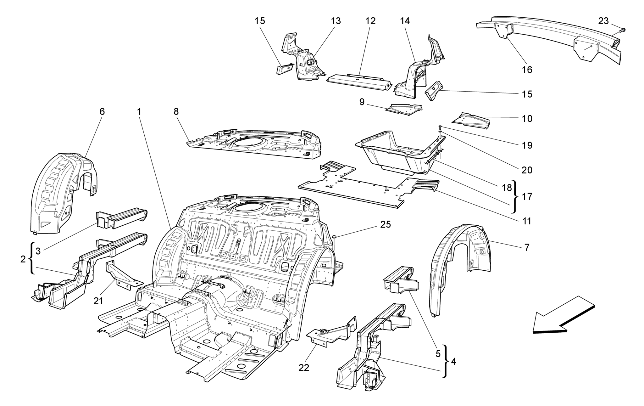 REAR STRUCTURAL FRAMES AND SHEET PANELS