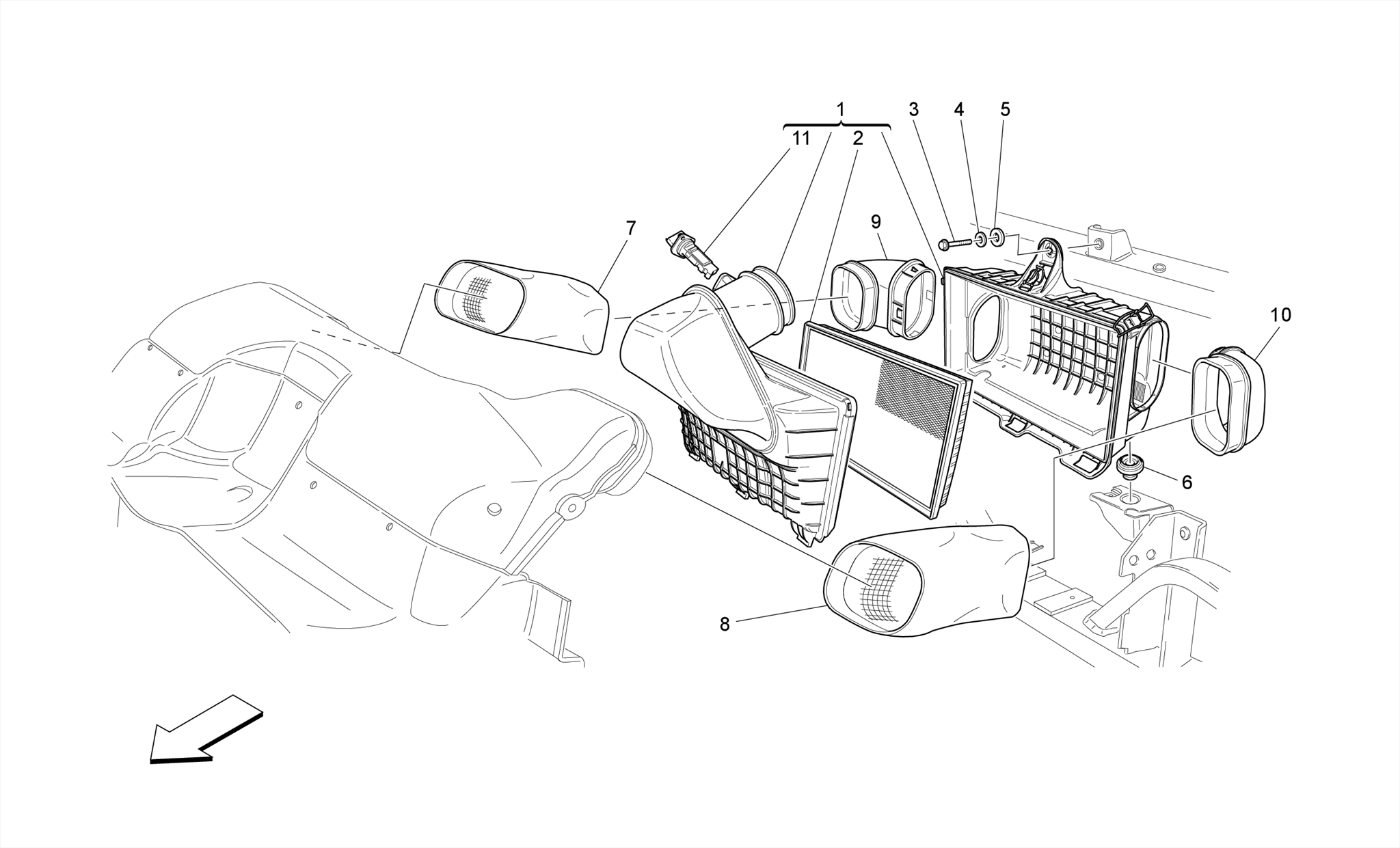 AIR FILTER, AIR INTAKE AND DUCTS