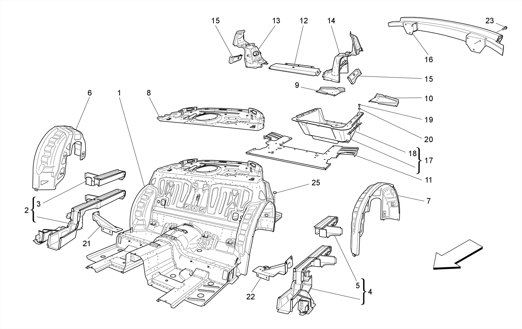REAR STRUCTURAL FRAMES AND SHEET PANELS