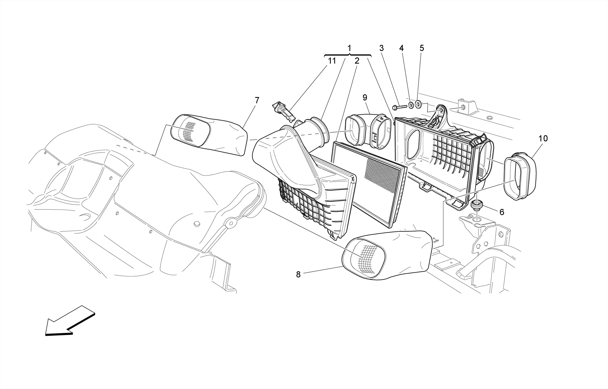AIR FILTER, AIR INTAKE AND DUCTS