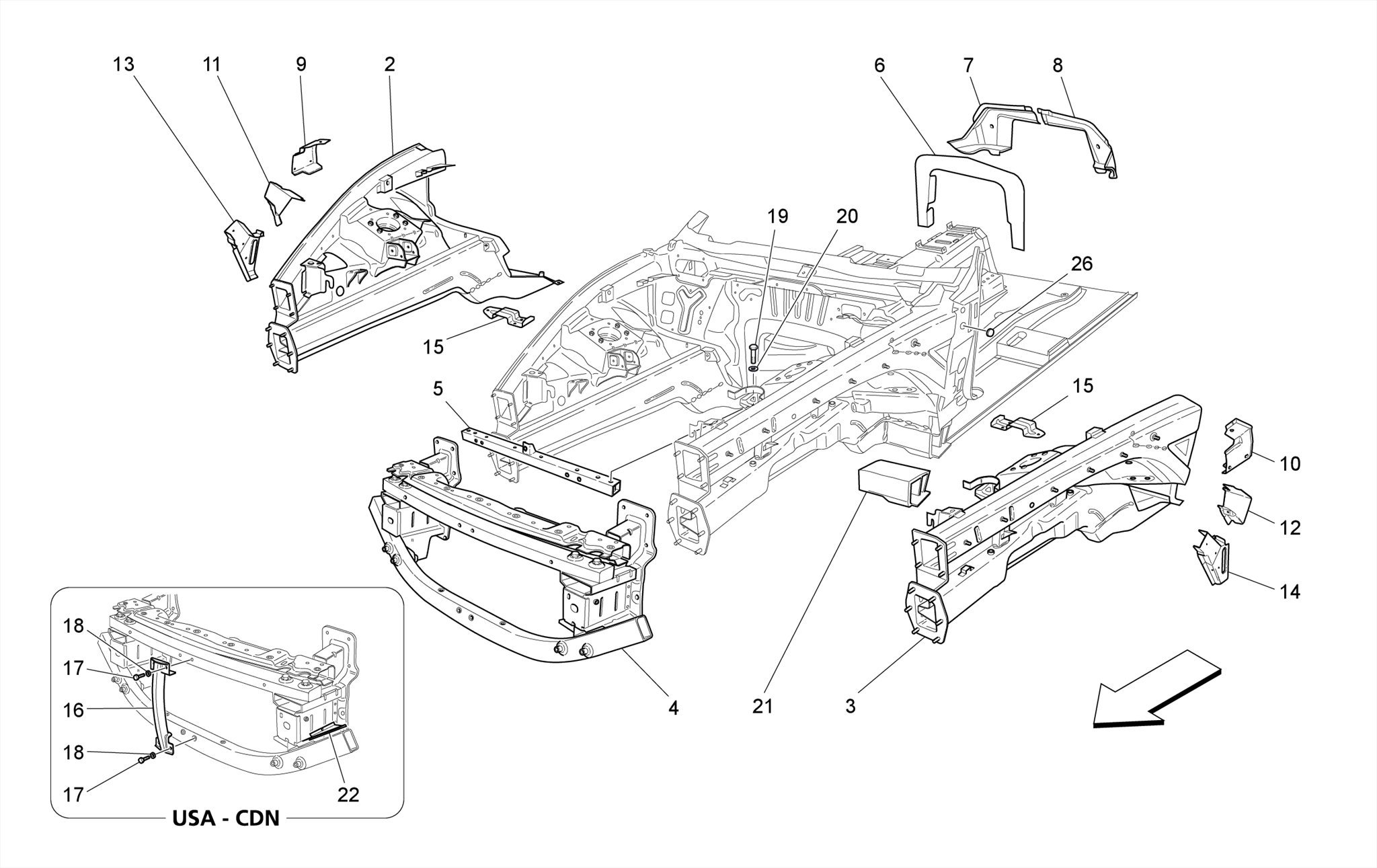 FRONT STRUCTURAL FRAMES AND SHEET PANELS