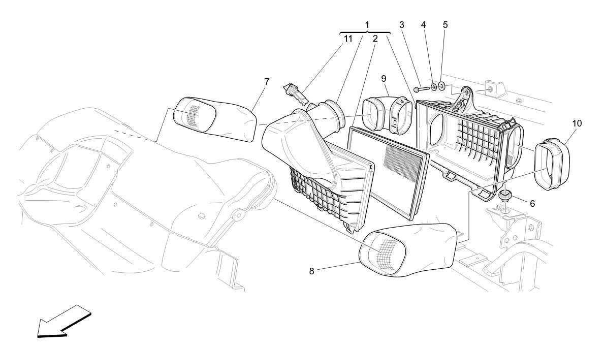 AIR FILTER, AIR INTAKE AND DUCTS