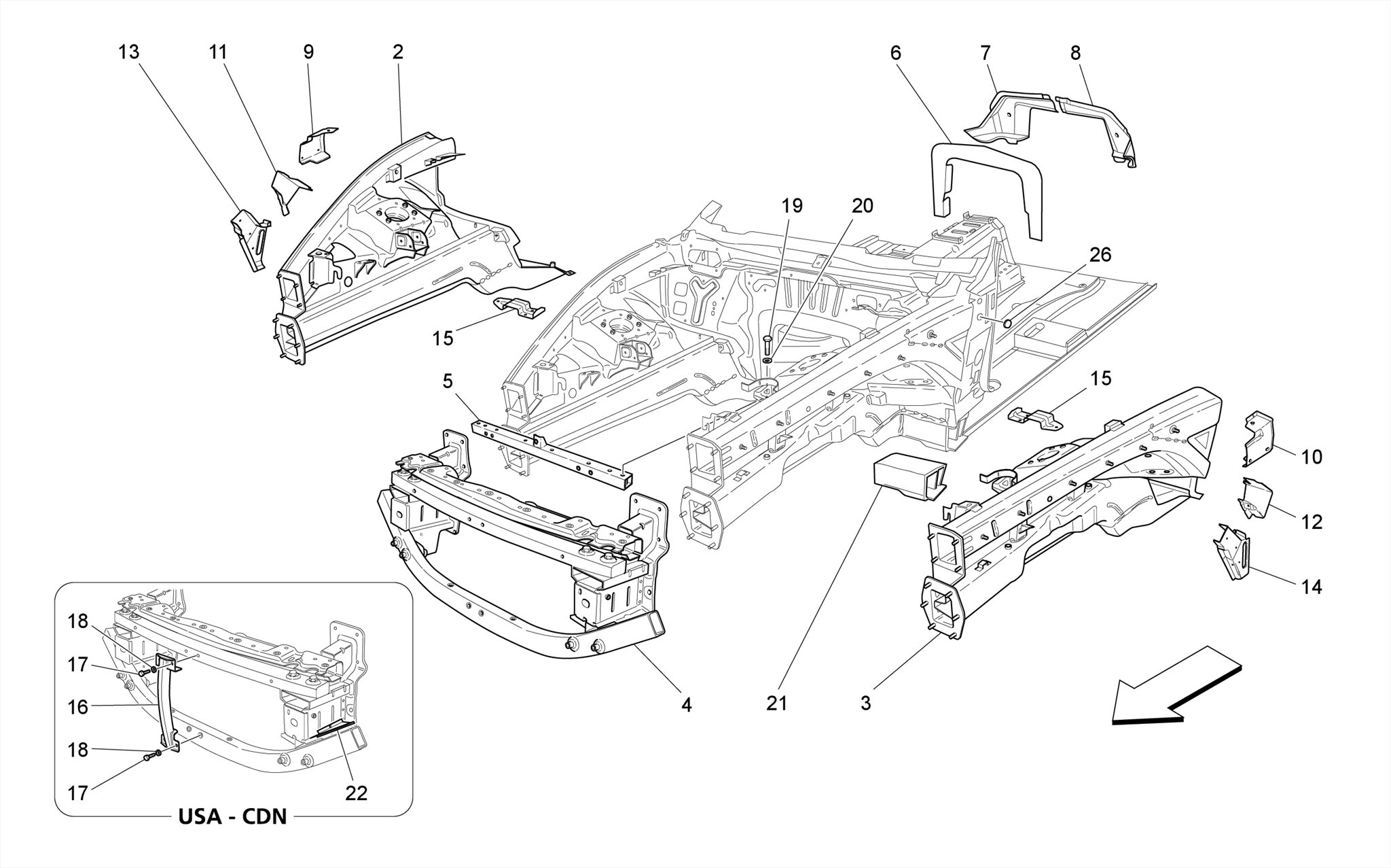 FRONT STRUCTURAL FRAMES AND SHEET PANELS