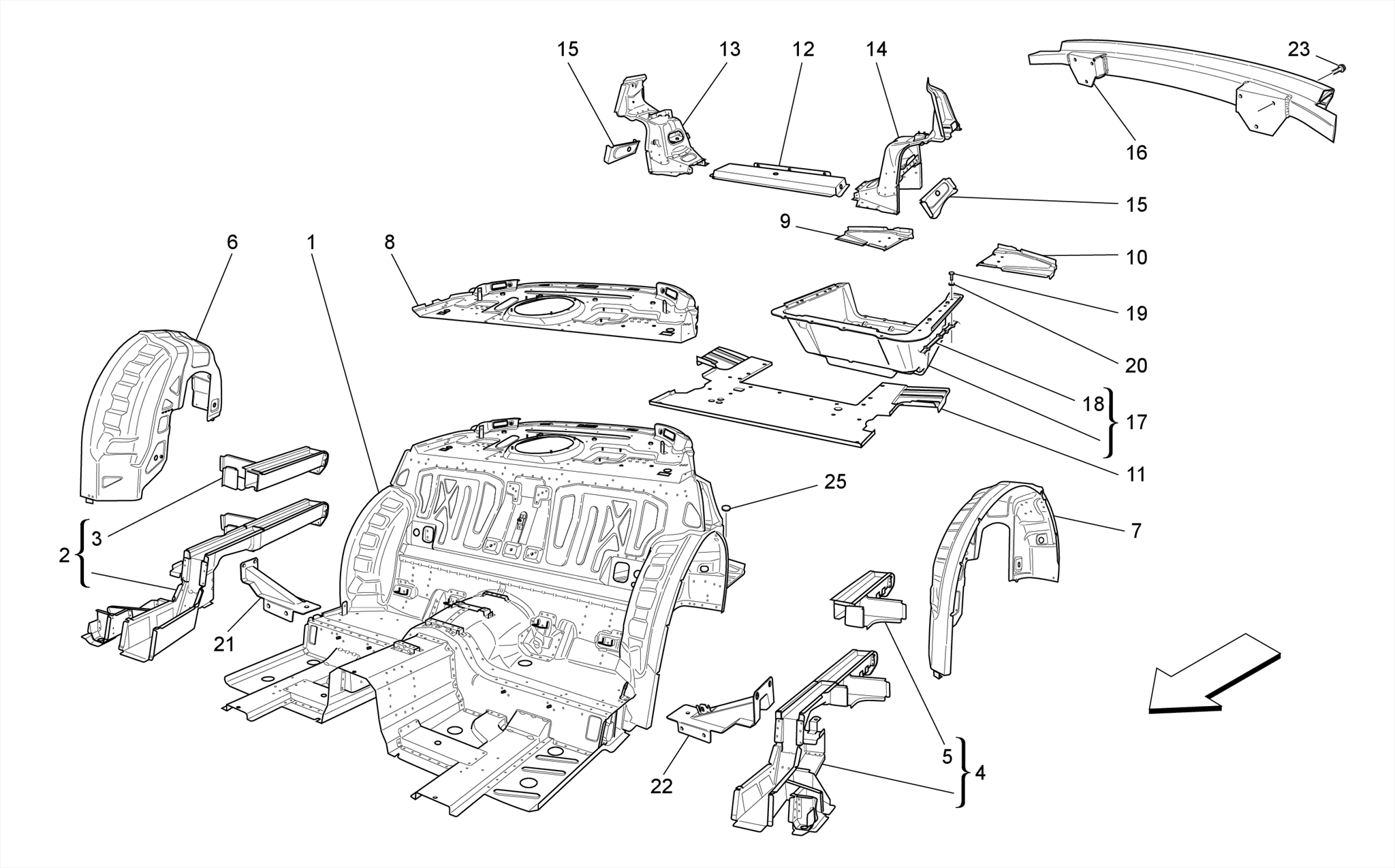 REAR STRUCTURAL FRAMES AND SHEET PANELS