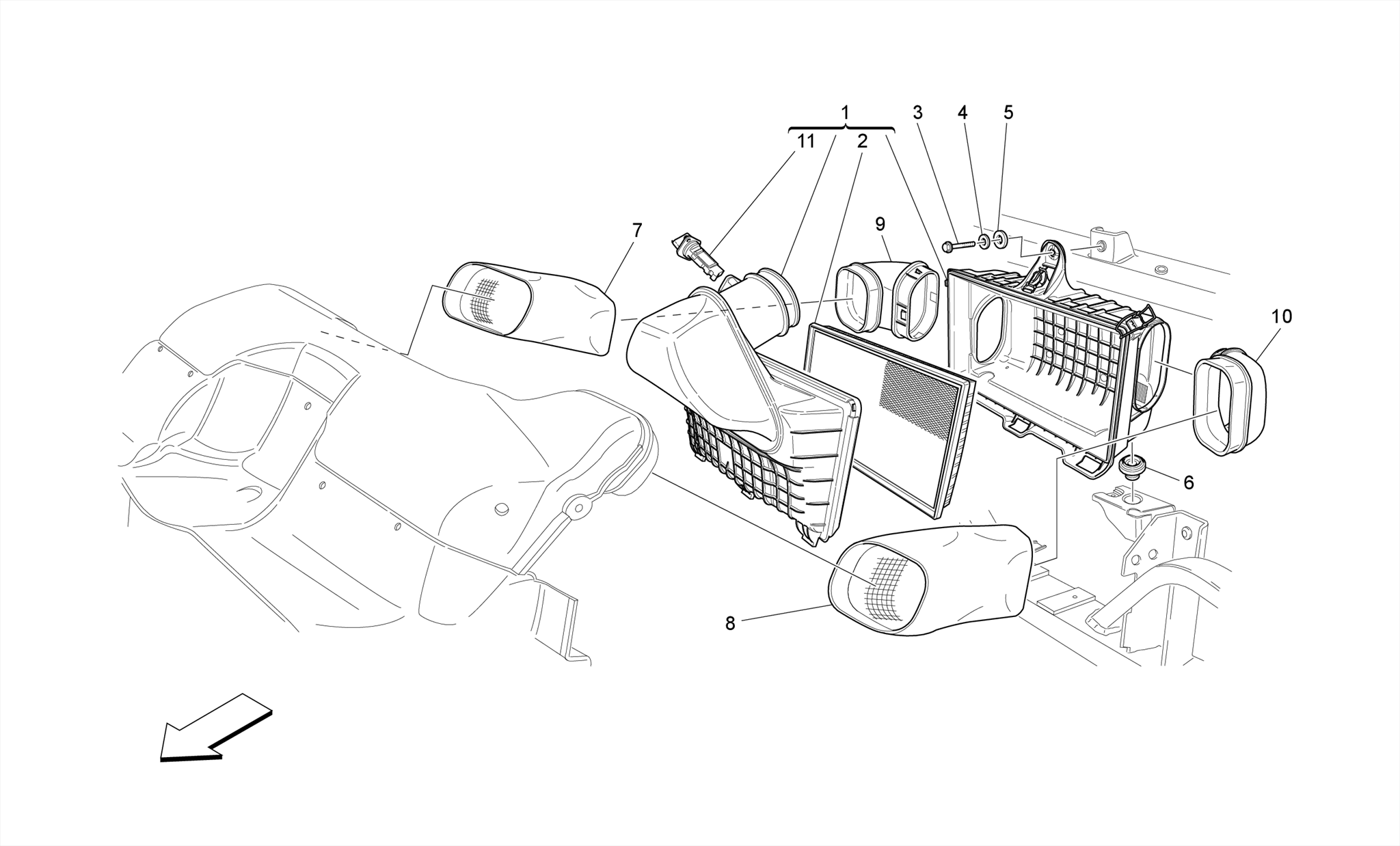 AIR FILTER, AIR INTAKE AND DUCTS