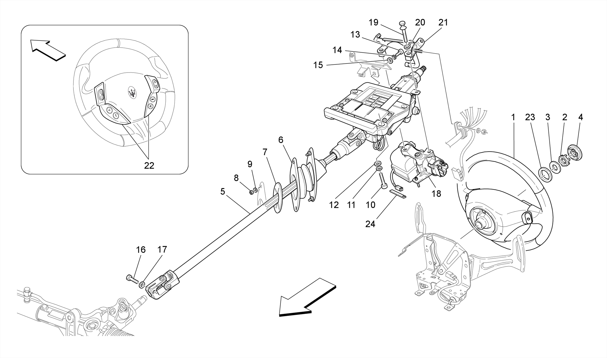 STEERING COLUMN AND STEERING WHEEL UNIT