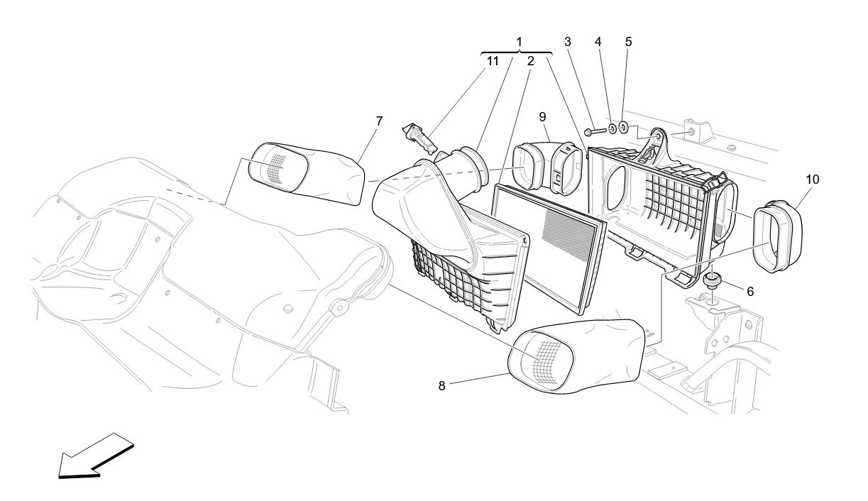 AIR FILTER, AIR INTAKE AND DUCTS