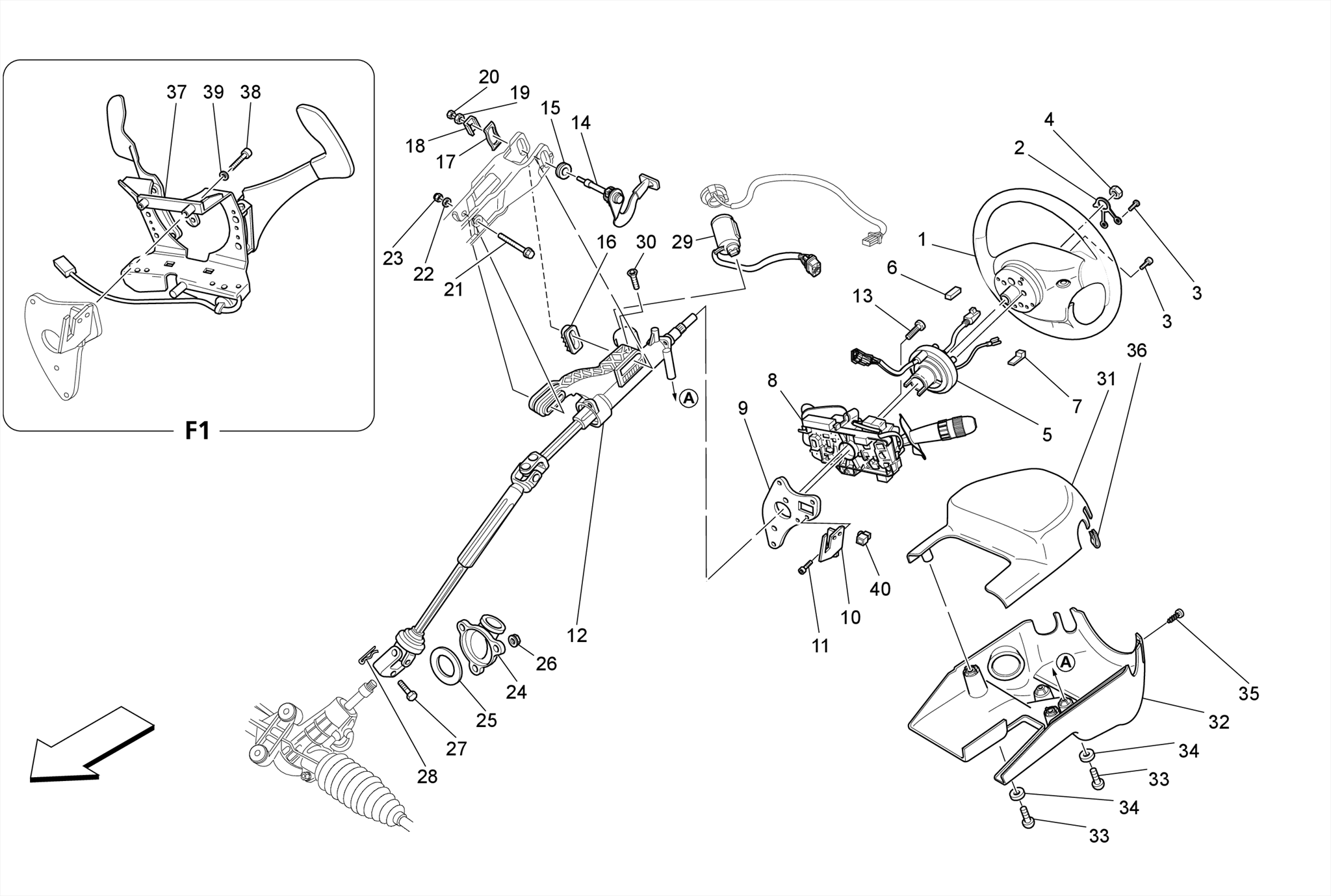 STEERING COLUMN AND STEERING WHEEL UNIT