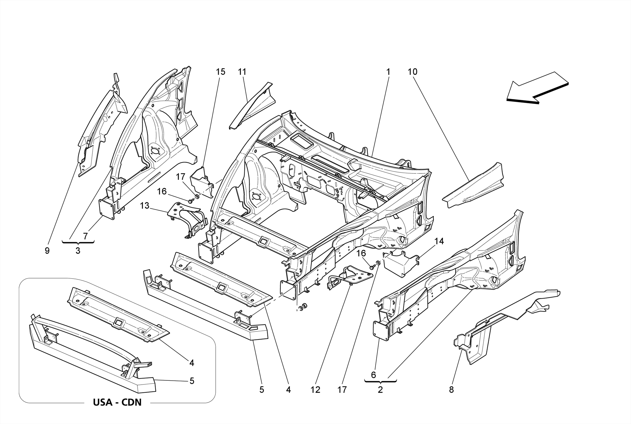 FRONT STRUCTURAL FRAMES AND SHEET PANELS
