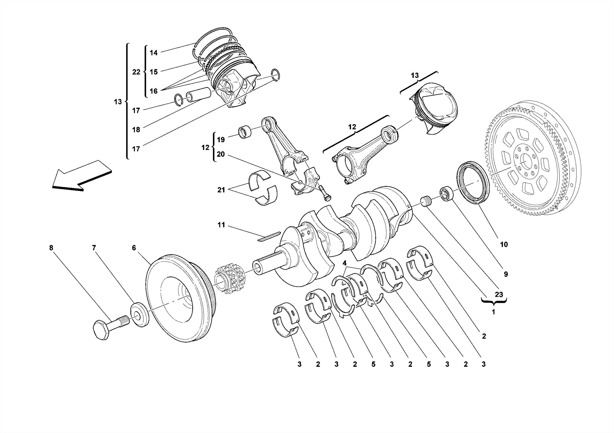 0002 - CRANKSHAFT - CONNECTING RODS AND PISTONS