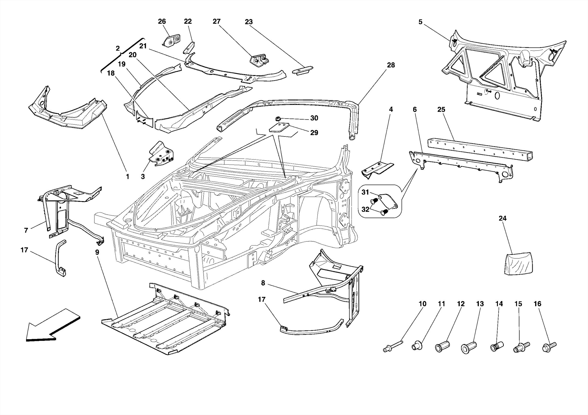 0101 - CHASSIS - COMPLETE FRONT STRUCTURE AND PANELS