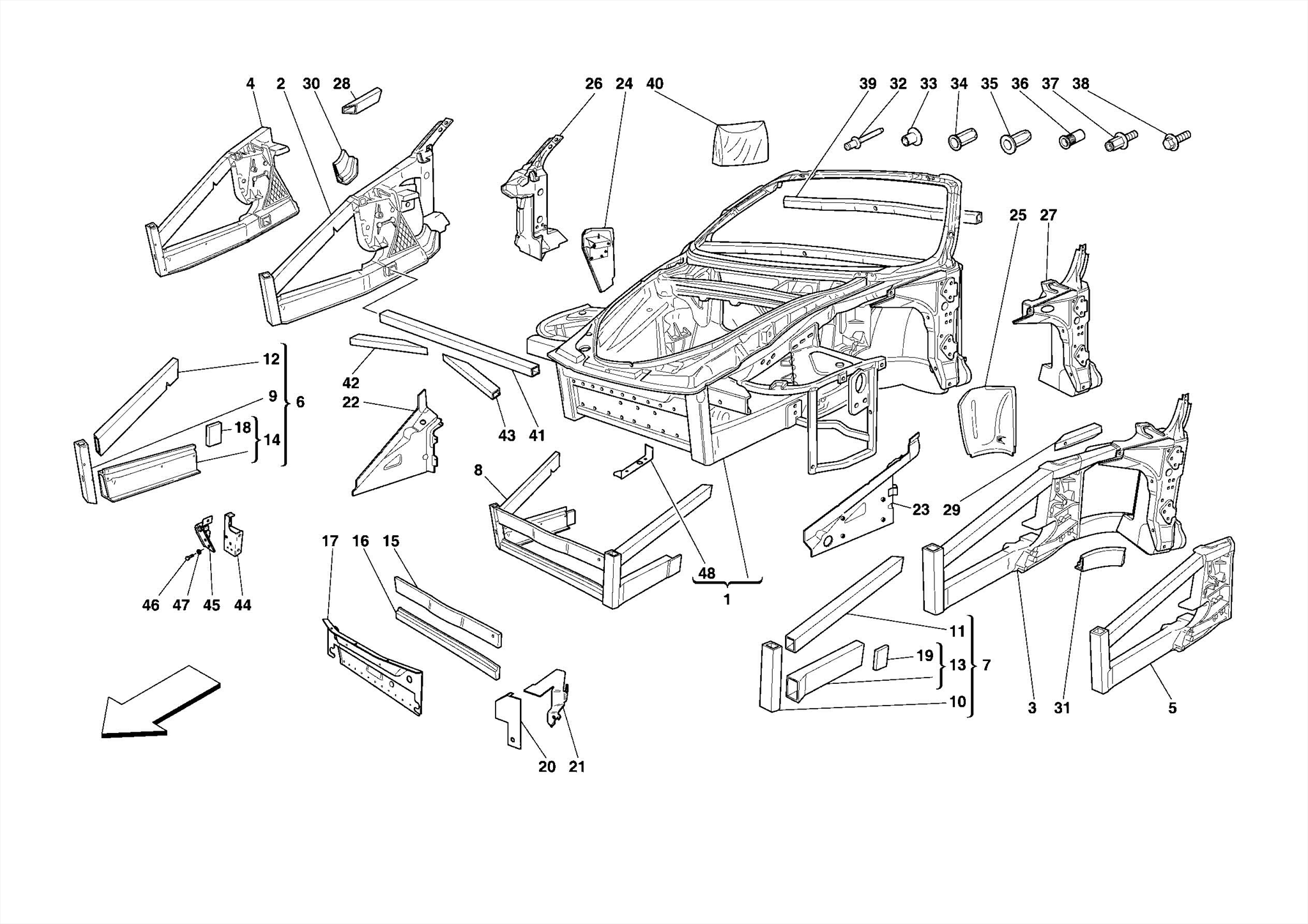 0102 - CHASSIS - STRUCTURE, FRONT ELEMENTS AND PANELS