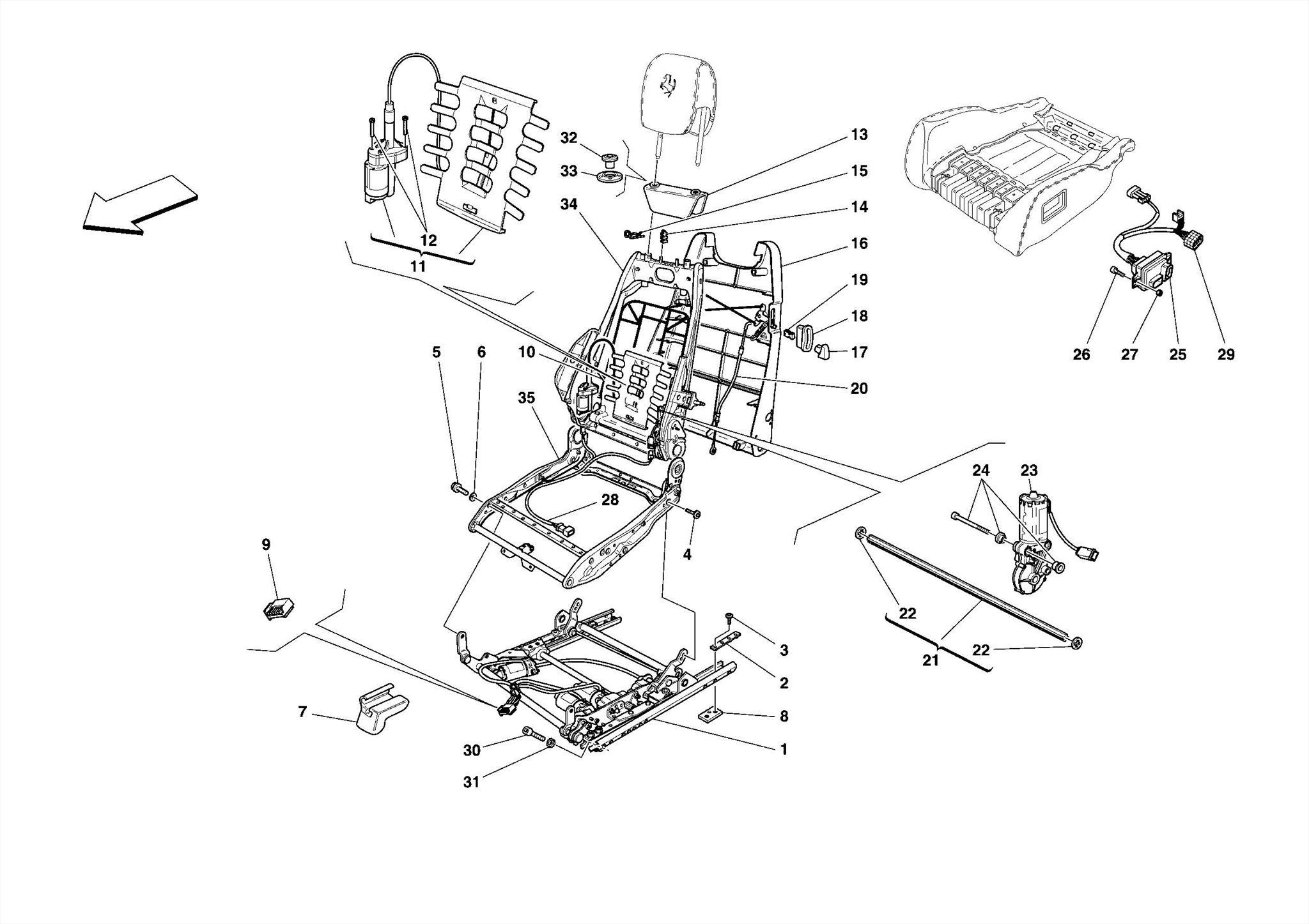 0131 - ELECTRIC SEAT - GUIDES AND ADJUSTMENT MECHANISMS -OPTIONAL-