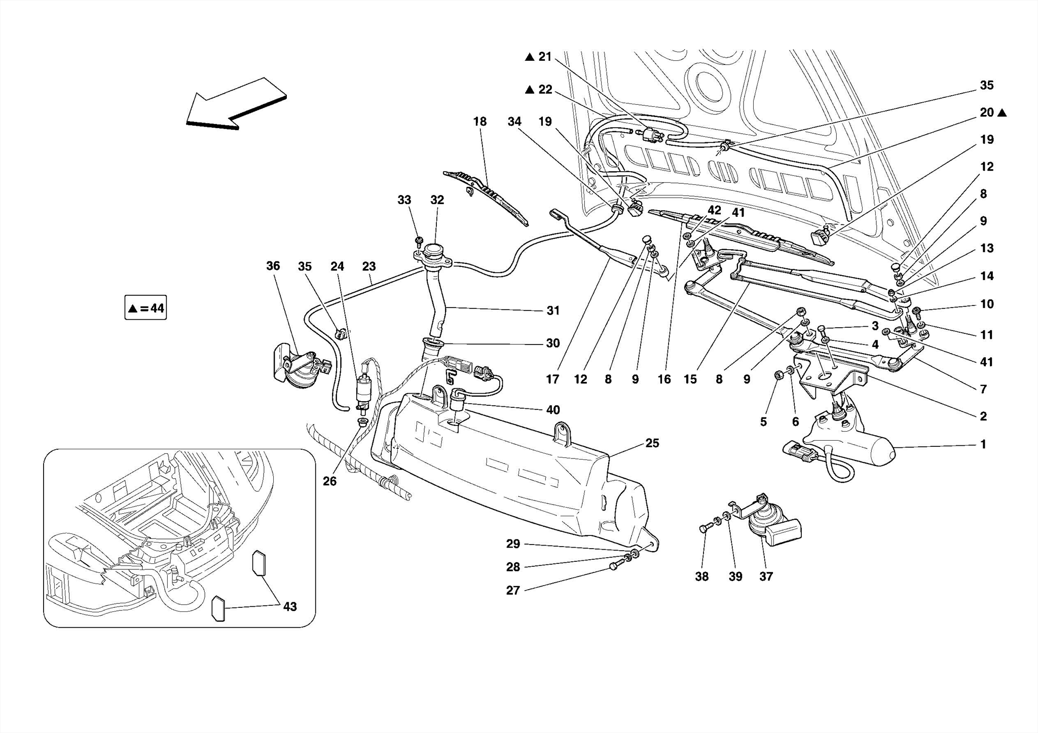 0142 - WINDSCREEN WIPER, WINDSCREEN WASHER AND HORNS