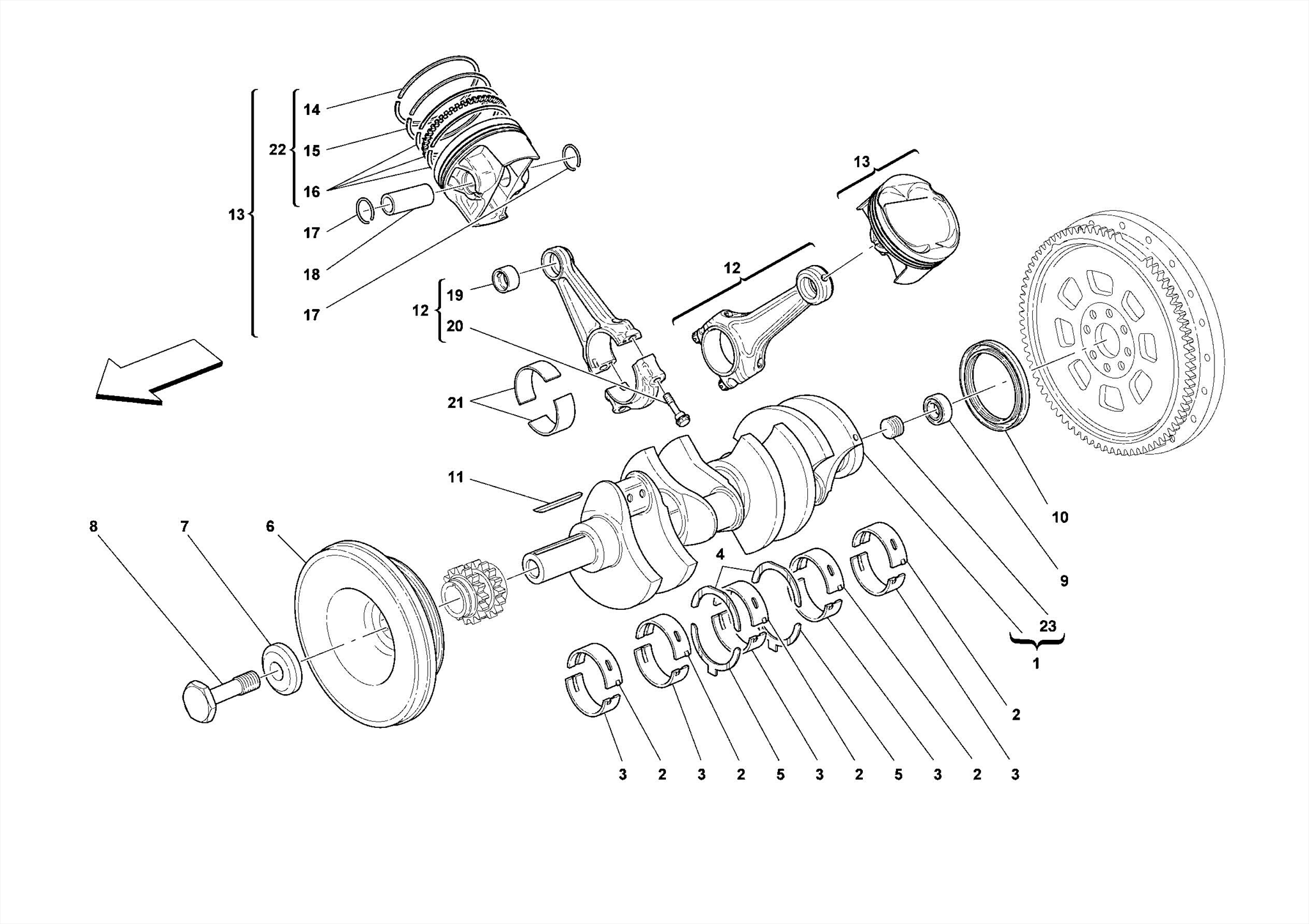 0002 - CRANKSHAFT - CONNECTING RODS AND PISTONS