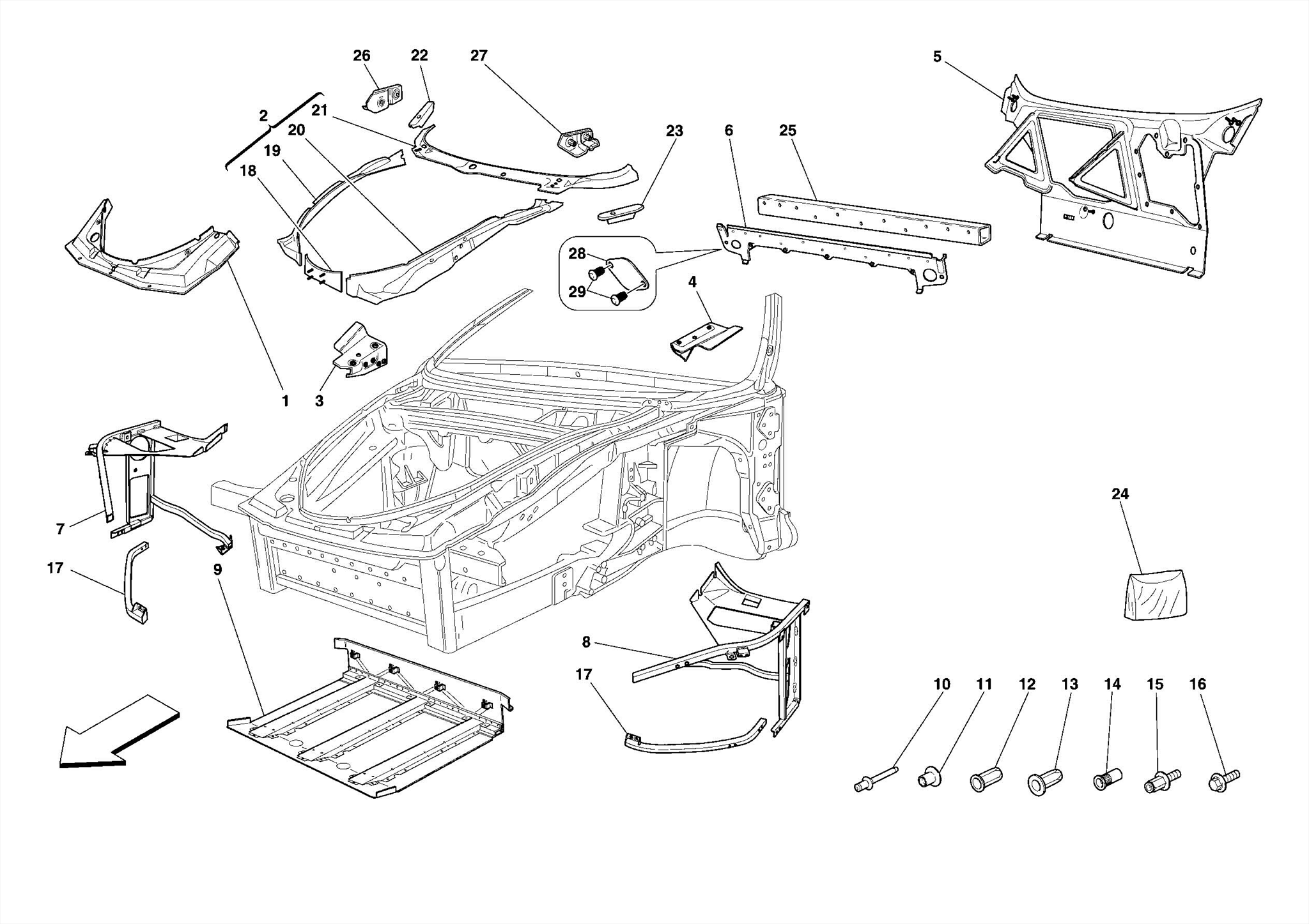 0101 - CHASSIS - COMPLETE FRONT STRUCTURE AND PANELS