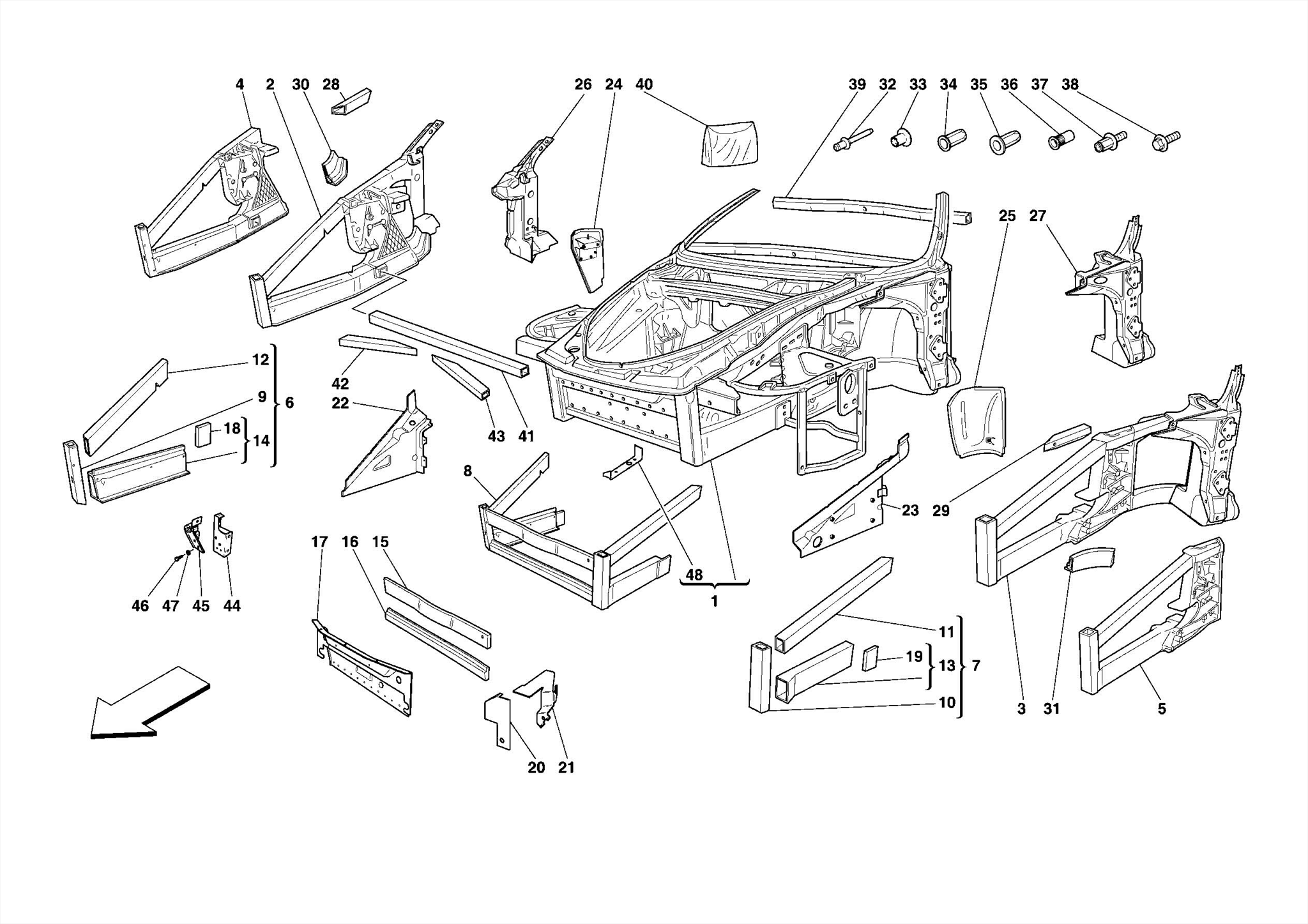 0102 - CHASSIS - STRUCTURE, FRONT ELEMENTS AND PANELS