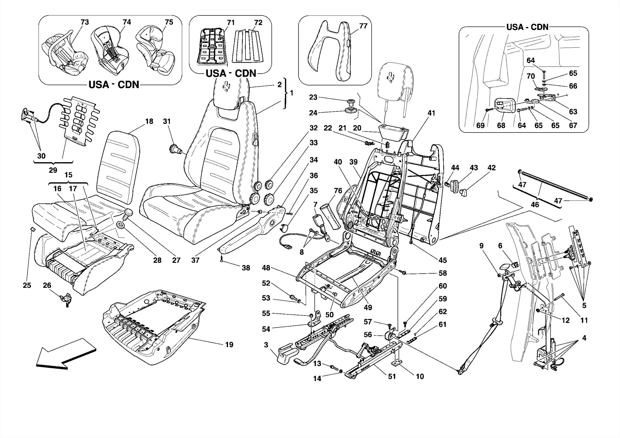 0121 - MANUAL FRONT SEAT - SEAT BELTS