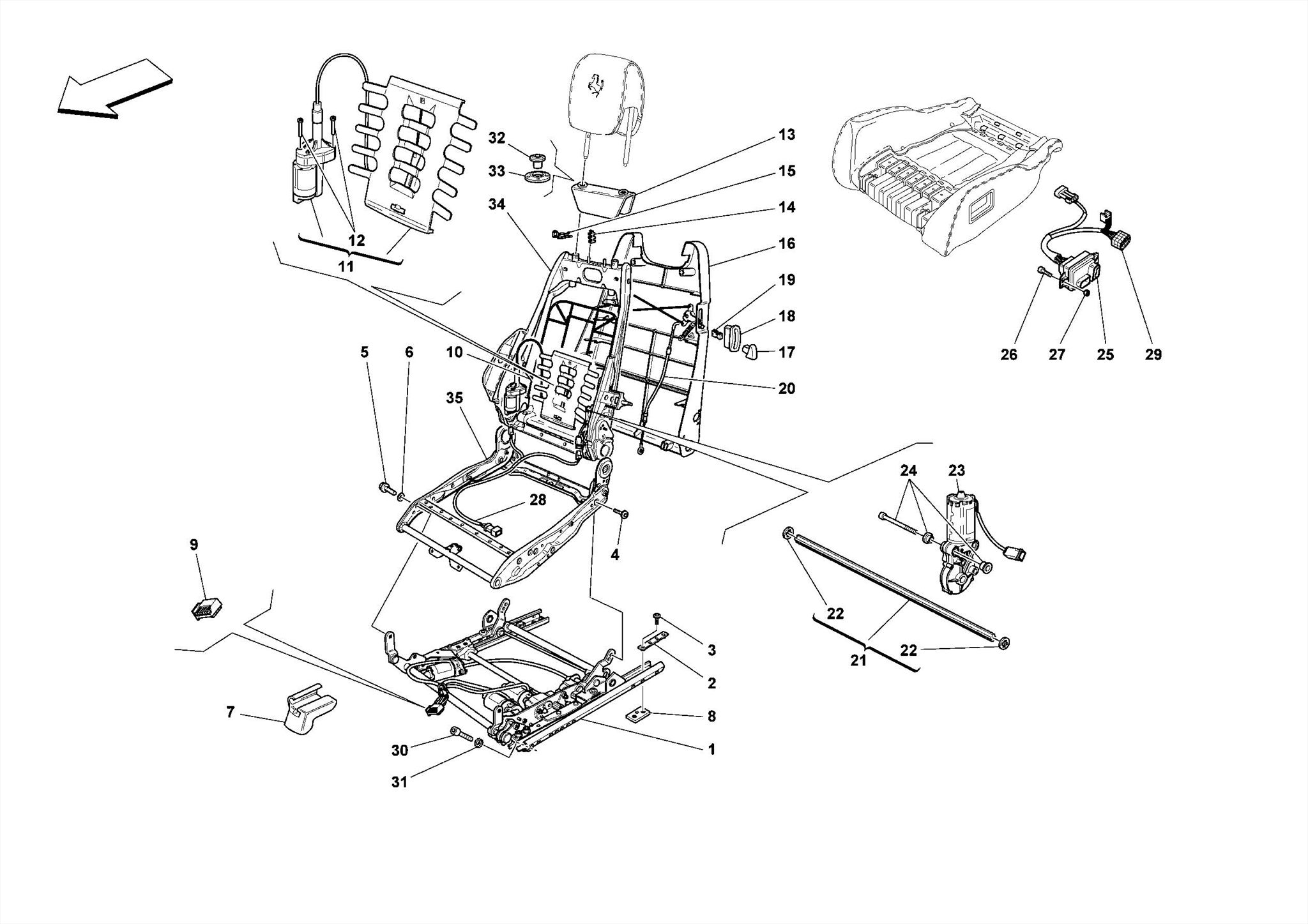 0123 - ELECTRIC SEAT - GUIDES AND ADJUSTMENT MECHANISMS -Optional-
