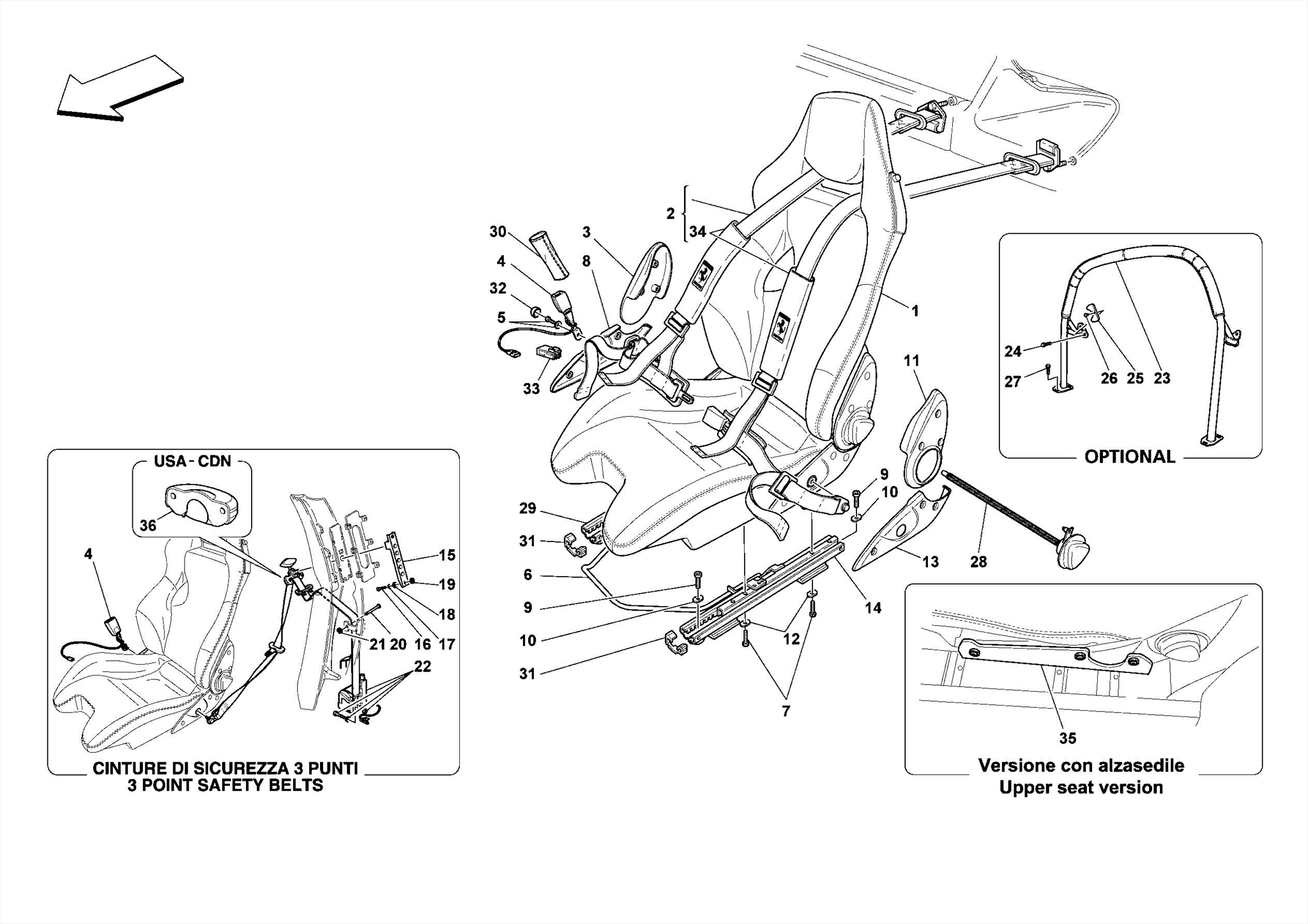 0125 - RACING SEAT-4 POINT SEAT HARNESS-ROLLBAR -Optional- -Sabelt-