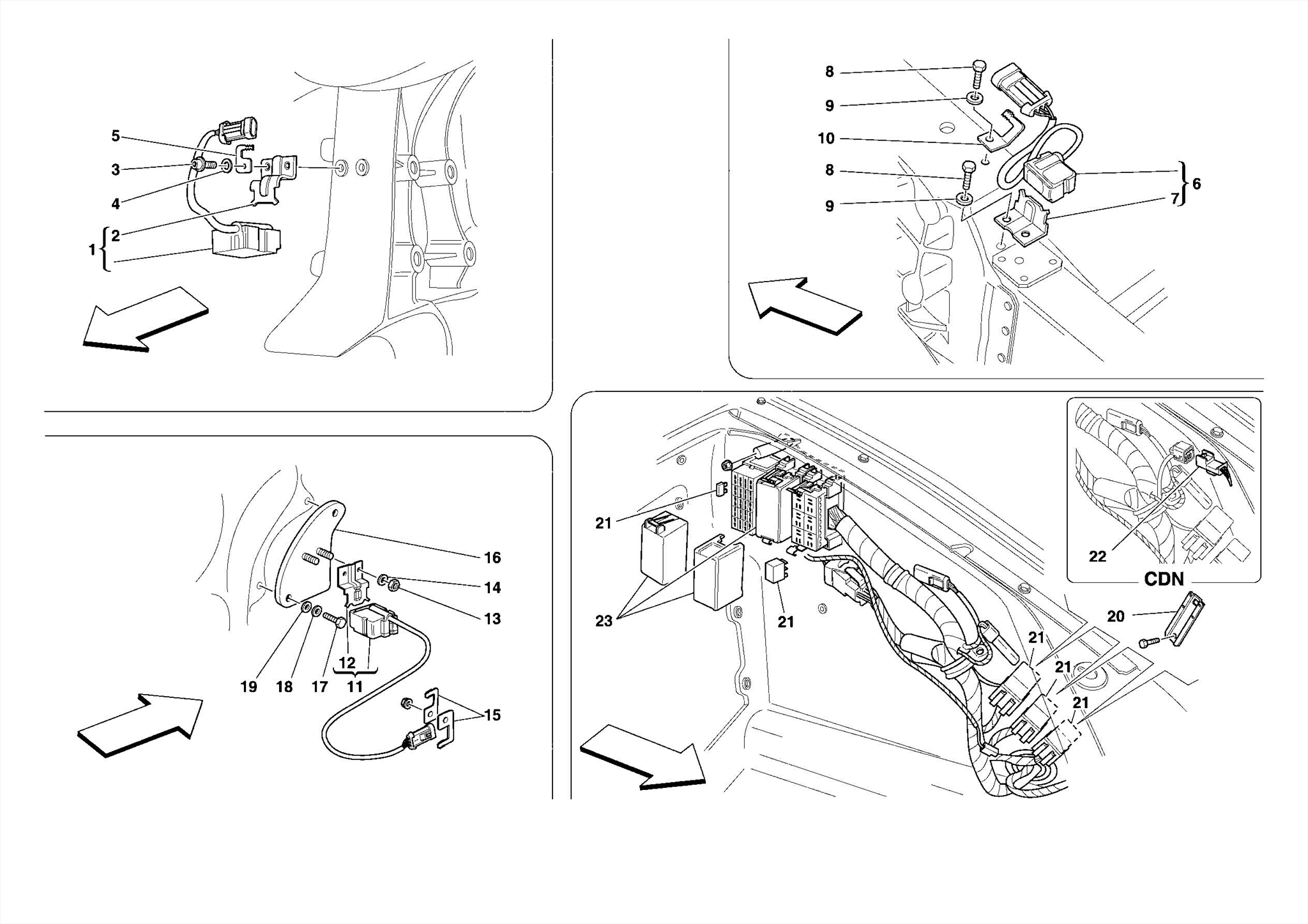 0136 - ECUs AND SENSORS IN FRONT COMPARTMENT AND ENGINE COMPARTMENT