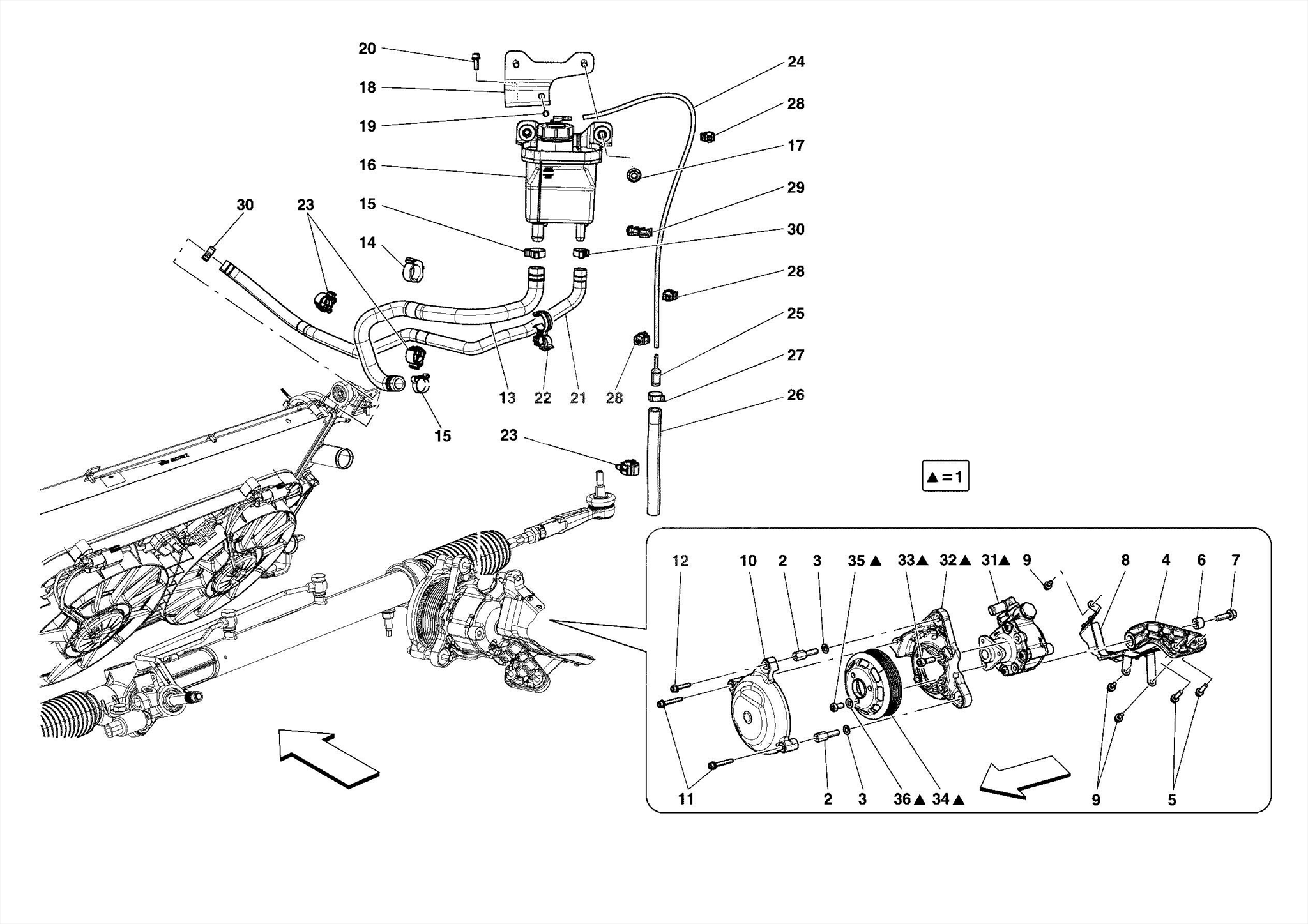 0041 POWER STEERING PUMP AND RESERVOIR